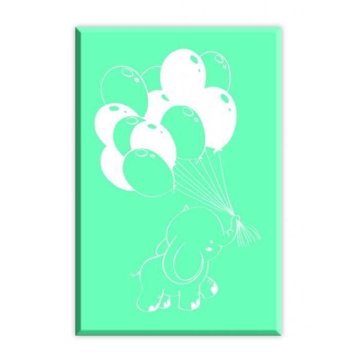 Wooden Stamp - Aladine - Elephant Balloon - 6 Cm X 4 Cm - Mint Color - Scrapbooking