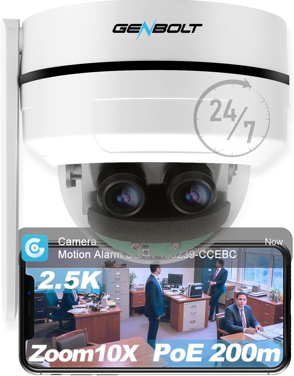 

GENBOLT Security Camera with Auto Surveillance 10x Hybrid AI Human IK10 Night Motion Smartphone Remote SD Pet Home Security for Home Dogs and Japanese
