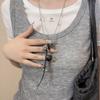 Stained Stone Heart Pendant Long Necklace Sweater Chain Women's Personalized Versatile Collar Chain Accessory