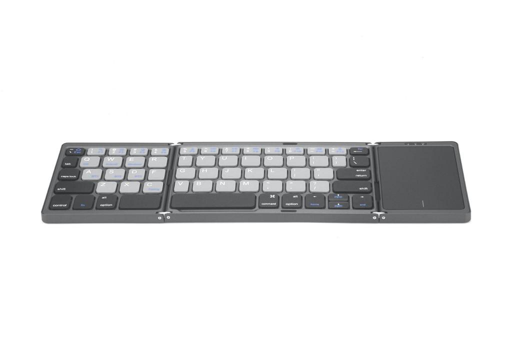 B089T Three-Fold Wireless Bluetooth Keyboard with Touchpad for Phones, Tablets, and Computers.