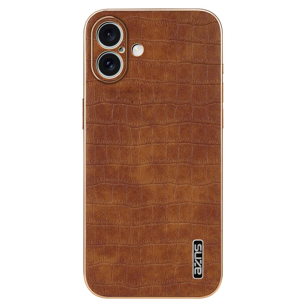 AZNS For iPhone 16 Case Electroplating Crocodile Texture PU+TPU Phone Cover