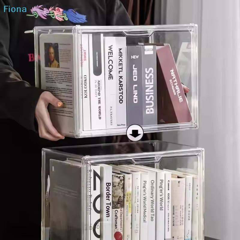 Transparent Acrylic Desktop Display Cabinet - Dustproof Large Capacity Bookshelf, CD Album Book Magazine Sorting Storage Box