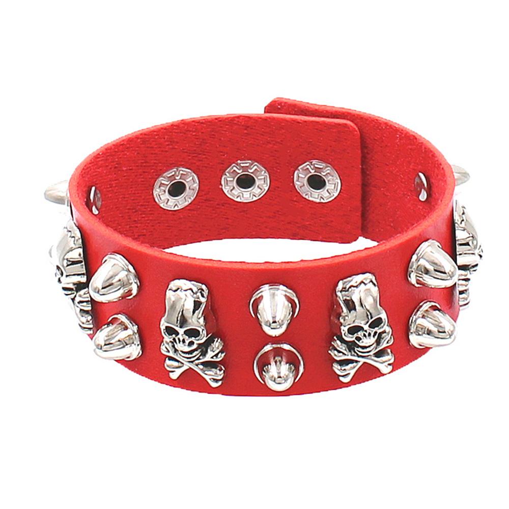 2025 Red Pink Hip Hop Rock PU Leather Bracelet Punk Stud Spike Rivet Punk Bangle Bracelet Wristband Jewelry Accessories Gifts