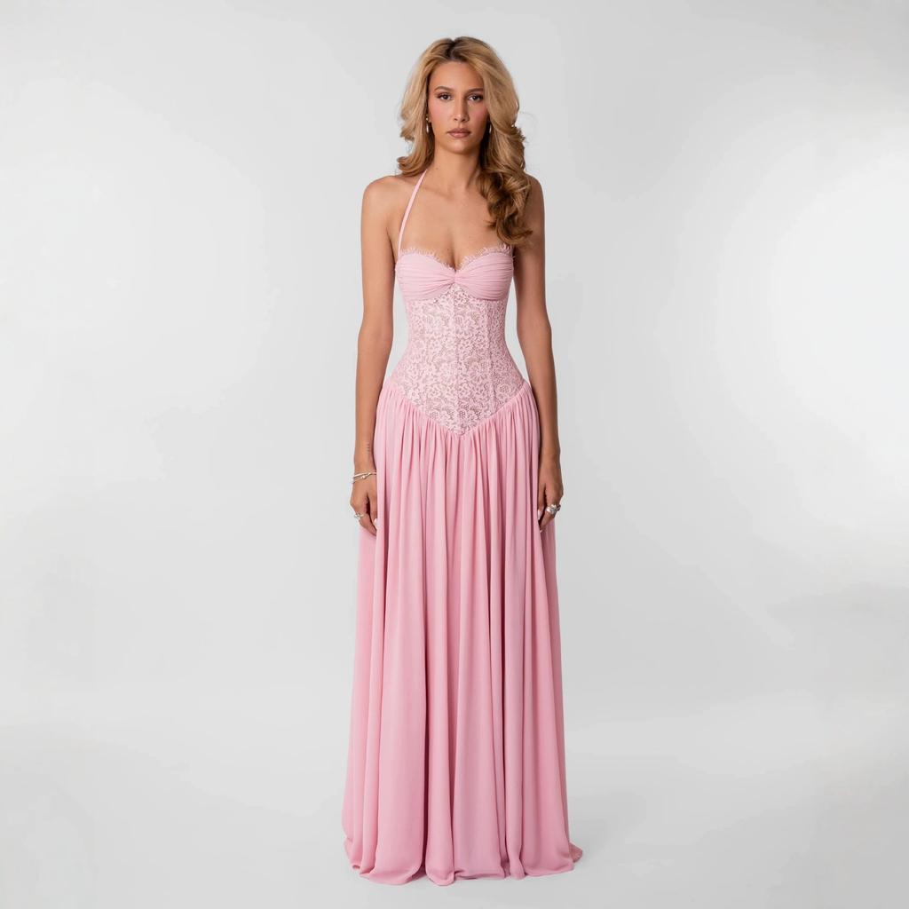 Pure Wind Lace Splicing Bridesmaid Dress Slim Fish Bone Suspender Chiffon Fairy Dress Wedding Dress