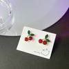 Sweet Cherry Earrings for Women Red Cherry Fruit Stud Earring Cute Girl Simple Exquisite Edition Luxury Designer Zircon