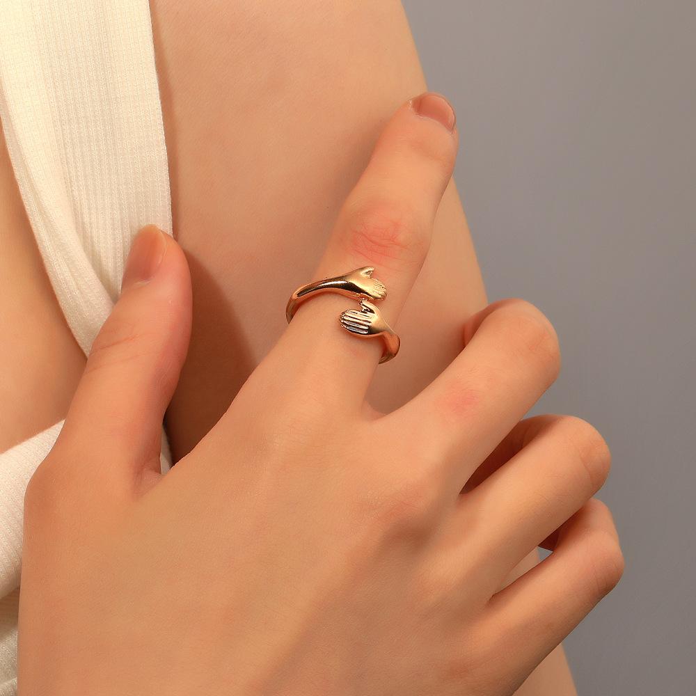 New Love Hug Couple Ring ins Wind Simple Alloy Geometric Open Ring Fashion Accessories