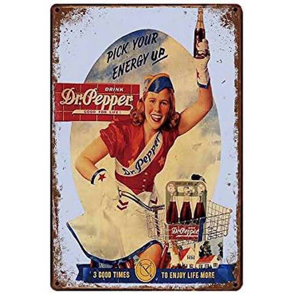 Dr. Pepper Cola Metal Signs Wall Art Posters Plaque Vintage Iron Painting Decoration for Man Cave Home Cafe Garage Club Bars