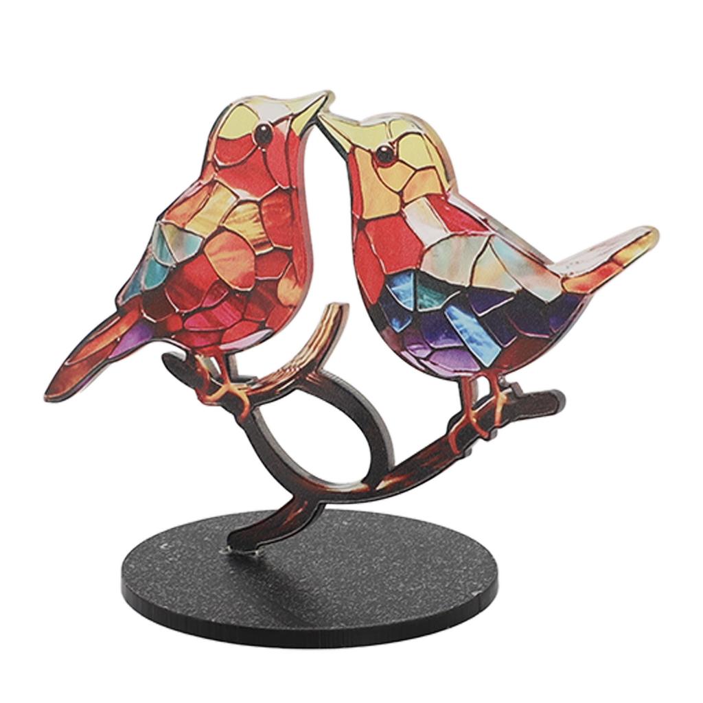 Ornamenti Uccelli su Ramo Artigianato Acrilico Colorati Vivaci Piatto Statua Animale Decorazione per Desktop Ufficio Casa