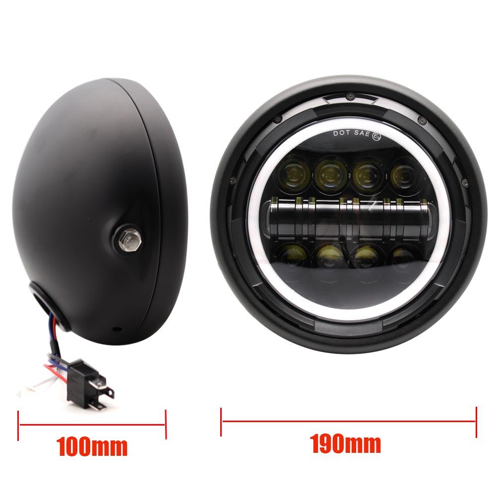 Motorcycle 7.5Inch LED Headlight for Harley Sportster Honda CB400 Yamaha Suzuki Custom Refit 7.5" Motorcycle Headlamp Cafe Racer