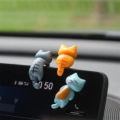6/12pcs Cute Mini Cat Ornament Car Center Console Decoration Ornaments Auto Dashboard Rearview Mirror Decoration Car Accessories