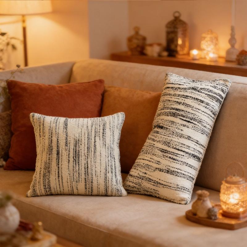 Jacquard Cushion Cover With Stripe Pattern 2 Size For Sofa Or Bedroom