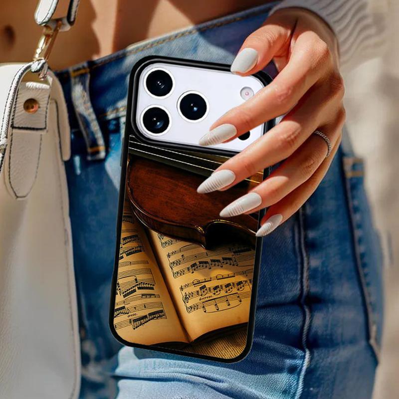Musical Notes Violin Classical soft Phone Case For iPhone 17 Air 14 15 13 12 Max Cover For Apple 16e 11 Pro Max Plus Coque