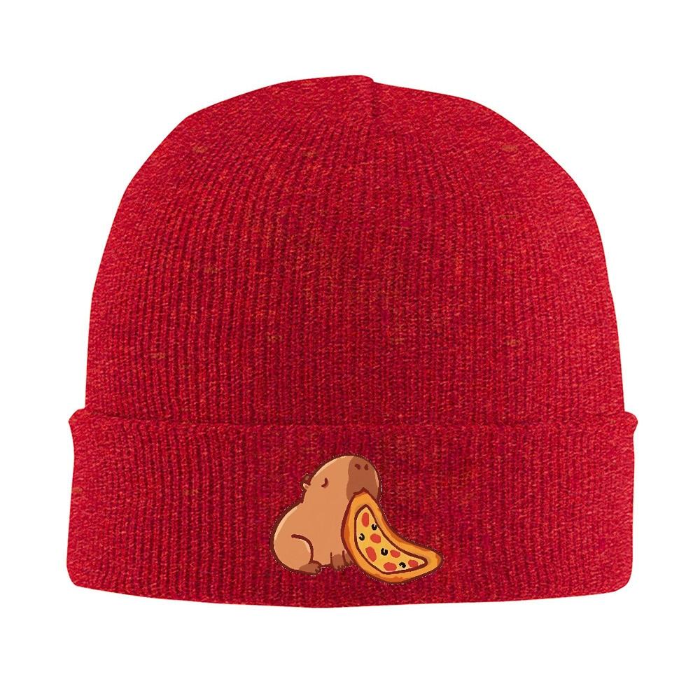 

pc Capybara Eating A Pizza Beanie Hats Retro Caps Unisex Women Outdoor Skullies Beanies Winter Graphic Head Wrap Beanie Hat