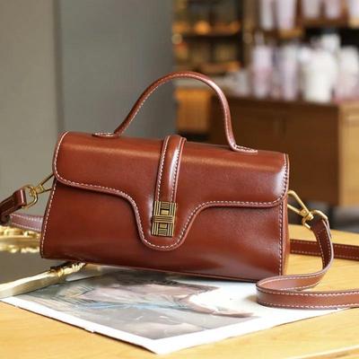 High-End Genuine Leather Women's Bag Luxury Vintage Cambridge Handbag Crossbody Small Bag Girls Designer Brand Shoulder Bag