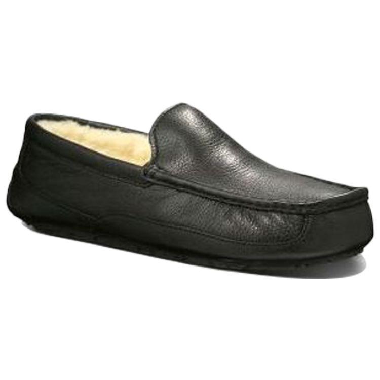 UGG Ascot Two-Layer Cowhide Low-Top Casual Shoes Men Sneakers Black 5379B-BLK