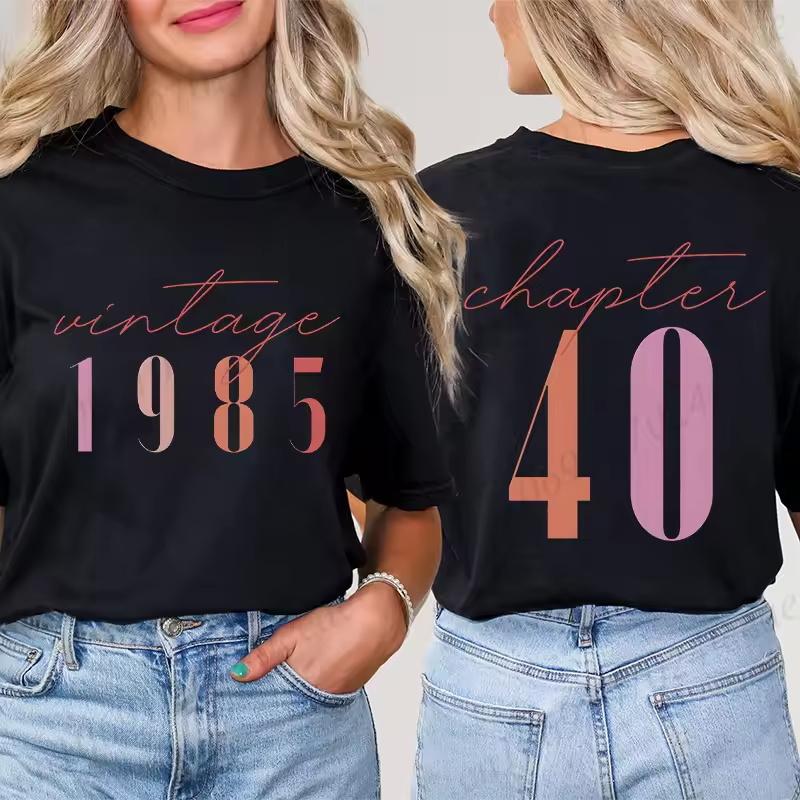 Classic 1985 T-shirts for Women, Vintage 40th Birthday Year Tshirts for Women Men, Cute 40th Milestone Best Friend 40 Bday Shirt
