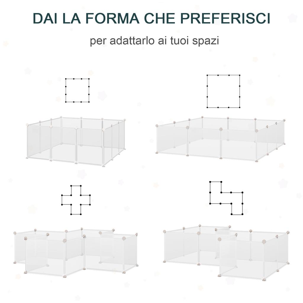 Modular Metal and PP Playpen for Puppies and Small Animals, 12 Panels, 35x45cm, White