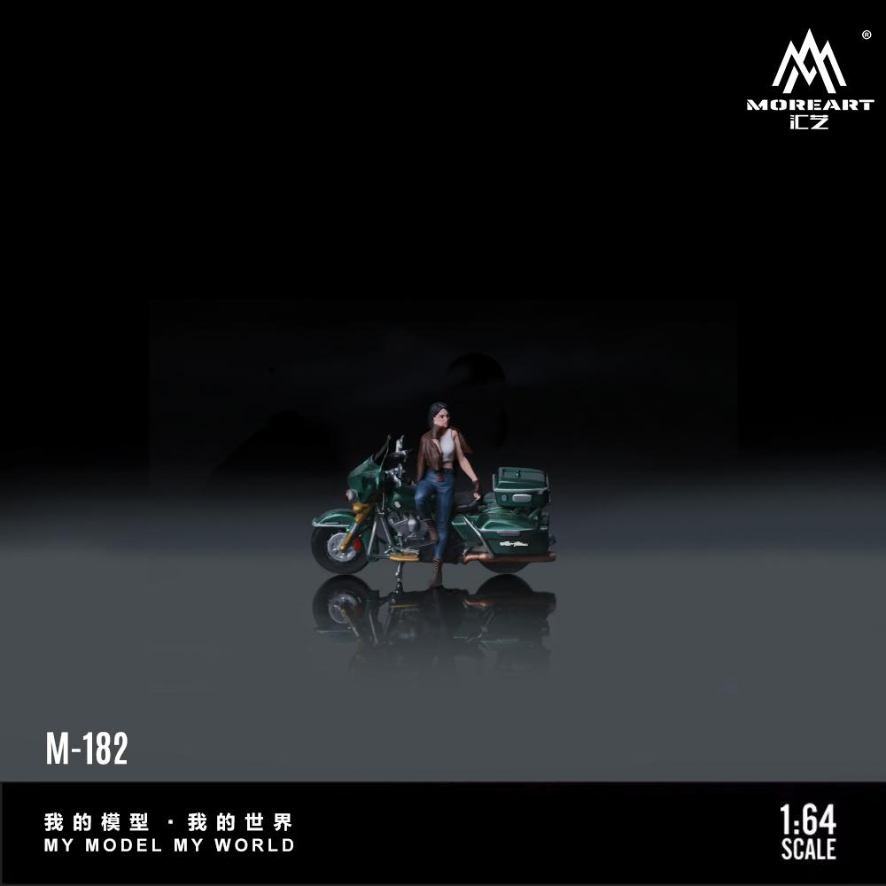 

MoreArt 1:64 Cruise Motorcycle Cowboy Girl Figure Resin Model, Miniature Scene Decoration Gift&Display