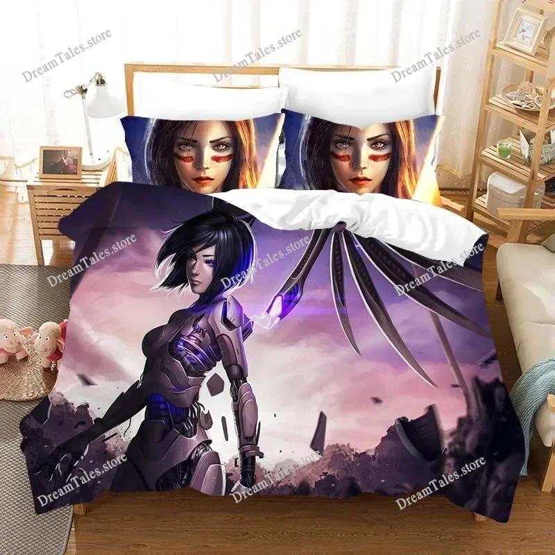 3D Print Movie ALITA Pattern Bedding Set Boys Girls Twin Queen King Size Duvet Cover Pillowcase Bed Boys Adult Home Textile