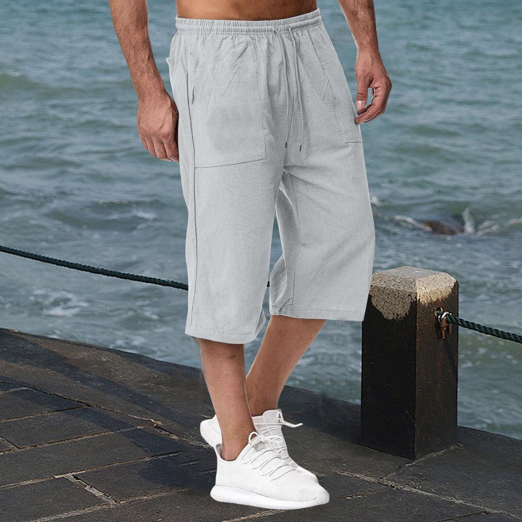 Herren Freizeit Baumwolle und Leinen Sporthose, 70% Freizeithose