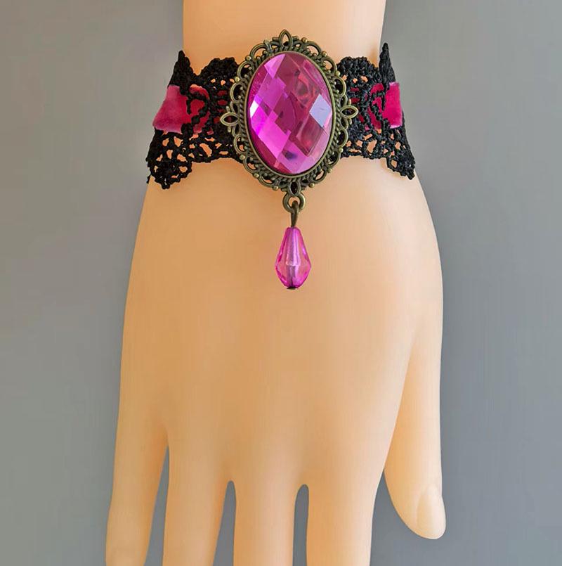 Collier Ras du Cou en Dentelle Gothique Rétro Punk pour Femmes