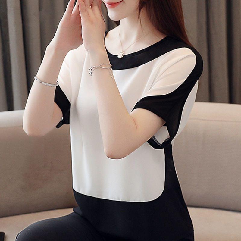 Women Plus Size Chiffon Shirt Women Loose Short Sleeve Women Tops and Blouses O-Neck Summer Batwing Sleeve Blosue