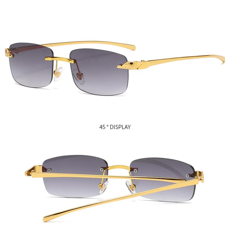 Fashion Vintage Rimless Square Sunglasses Women Men Luxury Brand Designer Popular Travel Driving Metal Small Sun Glasses Uv400