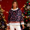 Women's Casual Fleece Sweatshirt  Long-Sleeve Round  Neck Casual Comfortable Loose-Fit Lightweight Women's Flannel Sweatshirt