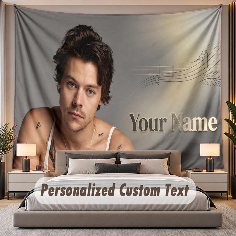Custom Name Text Tapestry Harry Styles Personalized Polyester Wall Tapestry For Bedroom And Room
