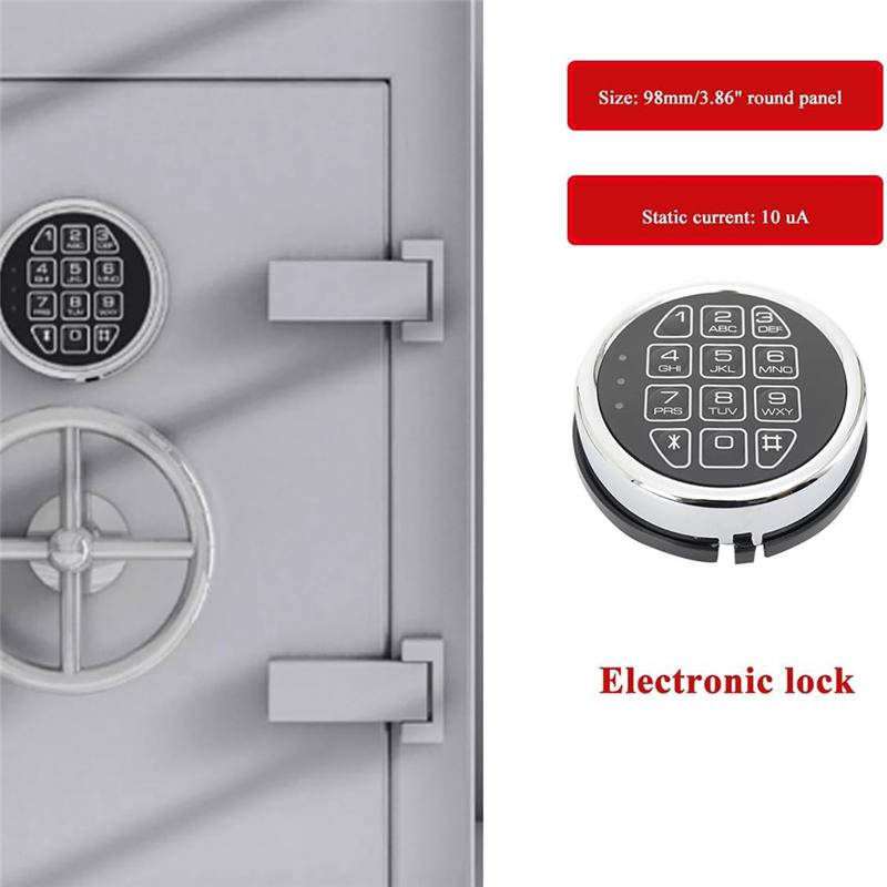 B97A-Replacement Electronic Safe Lock With Solenoid Lock & 2 Override Keys,Chrome Keypad Security Fireproof Safe Box And More