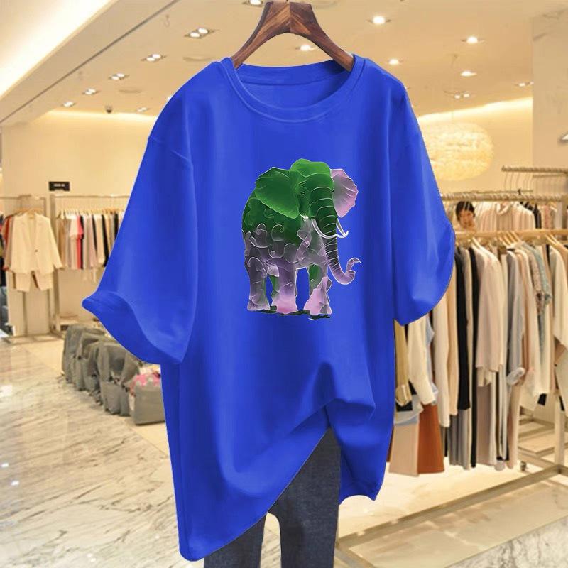 Elephant cotton short-sleeved T-shirt women's Hong Kong flavor chc top bottoming shirt design sense niche 2025 summer new trendy