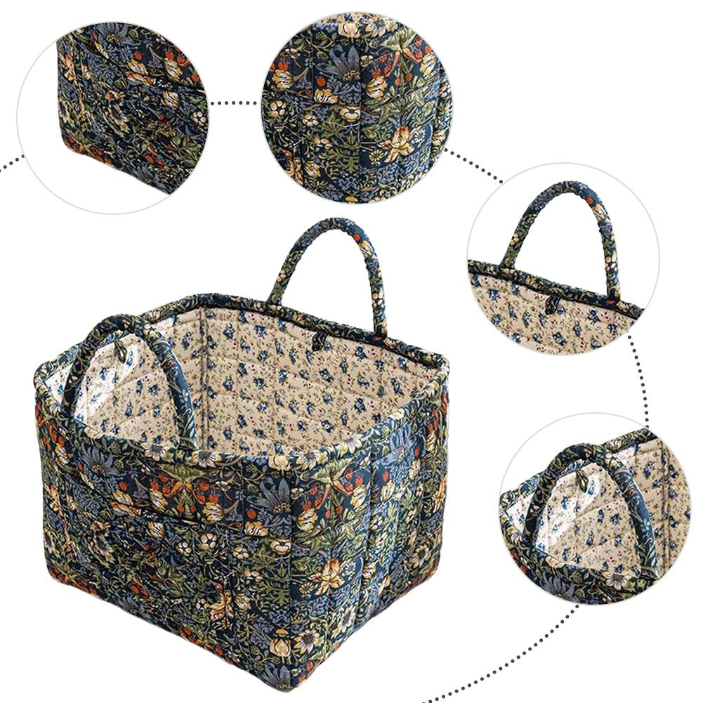 Boho Fabric Storage Basket Large Capacity Padded Laundry Baskets Pastoral Style Baskets for Small Apartment Dormitory Closet