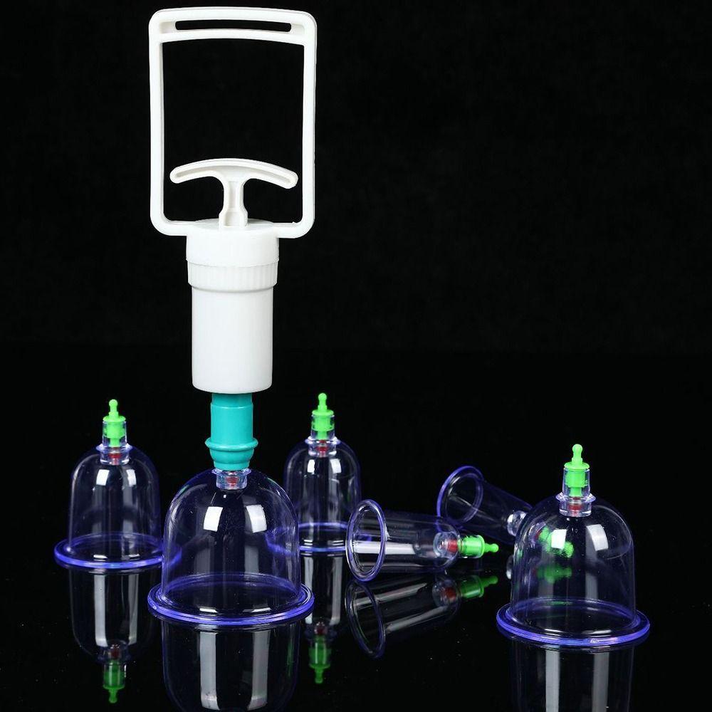 8Pcs/Set Anti-cellulite Vacuum Cupping Cans Dry Wet Type Non-Glass Massage Cupping Device 6 Cups Body Therapy