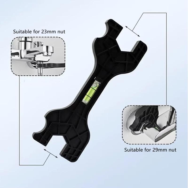 Dual Headed Wrench with Level Multifunctional Manual Tap Spanner Plumbing Tool for Household Faucet Pipe Toilet Repair