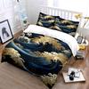 Golden Wave Pattern Decor Set Soft Comfortable Duvet Cover Bedding Set Included 1*Duvet Cover & 2*Pillowcases, Gift