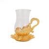 European Style Metal Glass Cup Teacup Dish Set Coffee Cup Milk Cup Teacup Beverage Cups Household Beverage Utensil Water Cups