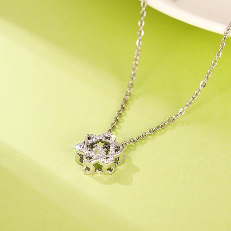 Silver Tone Star of David Crystal Pendant Necklace for Women, Dainty Sparkling Jewish Symbol Jewelry
