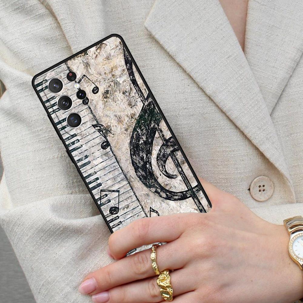 Piano Keys Vintage Music Notes Cell Phone Case for Samsung Galaxy S26 Ultra S25 S24 S23 S22 S21 S20 Note10 Cover