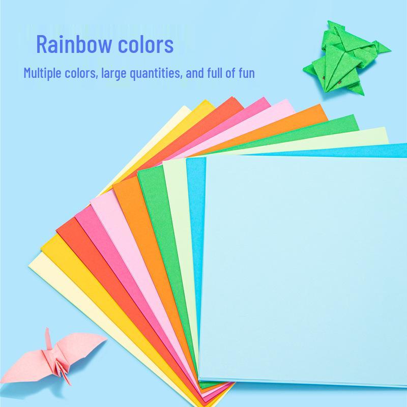 10-Color Handmade Origami Paper, 100 Sheets (19x19cm, Mixed)