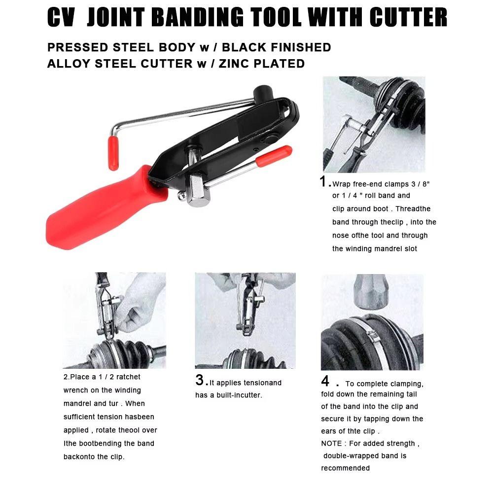 2Pcs with Cutter CV Joint Boot Clamp Pliers Hand Installer CV Boot Clamp Banding Tool  Car Repairs