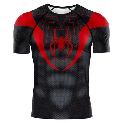 Léto 2025 nové pánské kompresní tričko s krátkým rukávem role play Spider-Man elastický superhrdinský top fitness aktivní oblečení