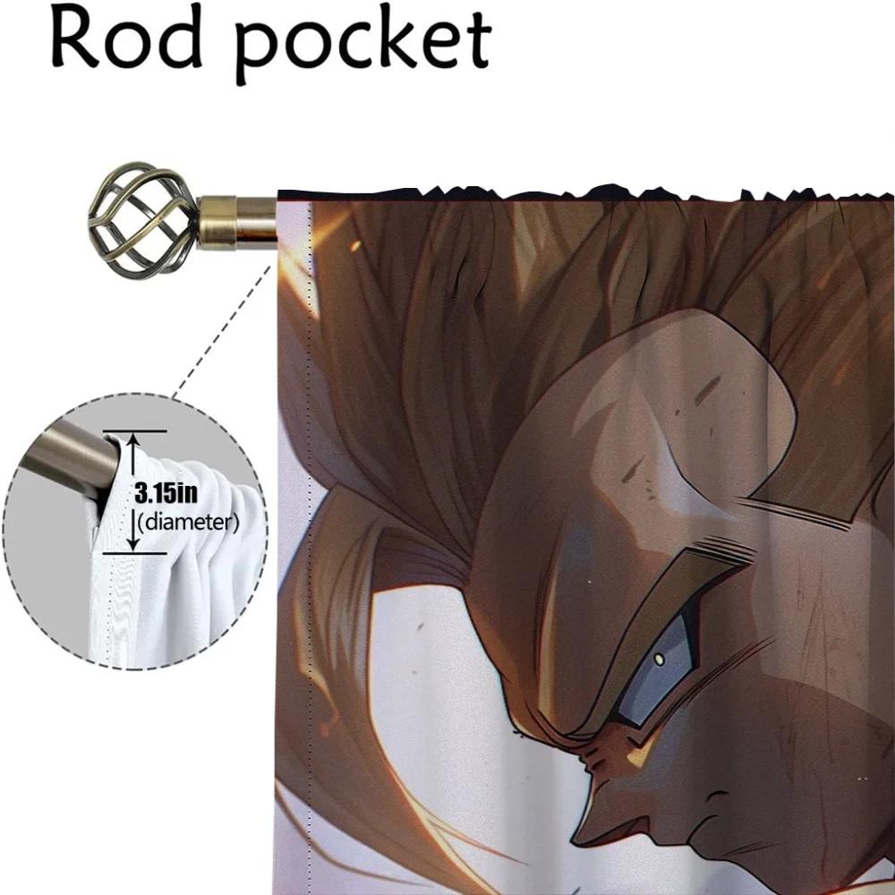 Super Handsome Vegeta Kitchen Curtains for Camera Elegant Room Curtains 2 Pieces Window Curtain Partition Halloween Decoration