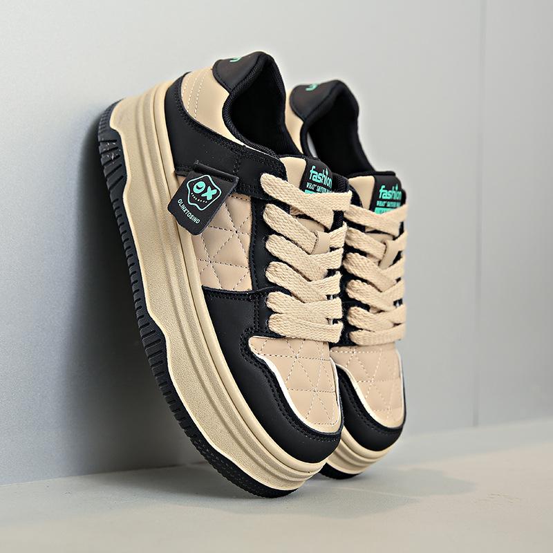 Dámské zimní nové sportovní boty s tlustou podrážkou a fleecovou podšívkou, ležérní, kostkované, s rozpuštěnou podrážkou