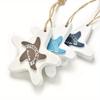 3Pcs/Set Wood Crafts Mediterranean Starfish Hung Fish Nautical Decor Hang Decorated Marine Pendant