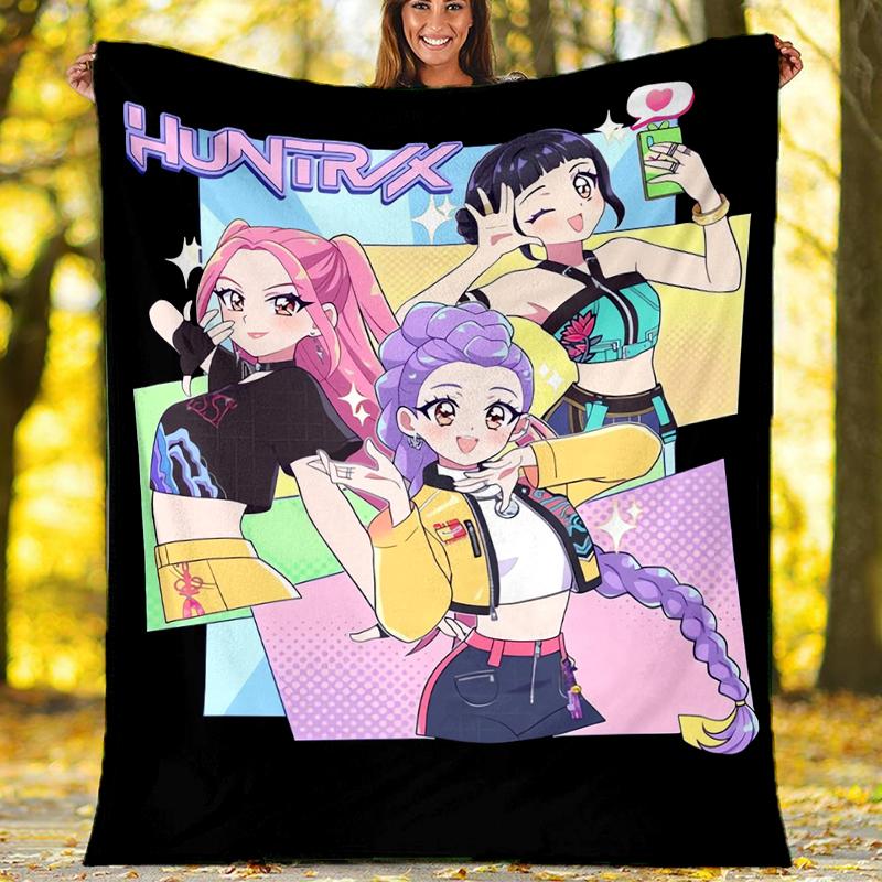 Coperta stampata a tema Cacciatori di Demoni KPop - Perfetta per divano, letto, viaggi e uso all'aperto | Lavabile in lavatrice, accogliente e resistente.