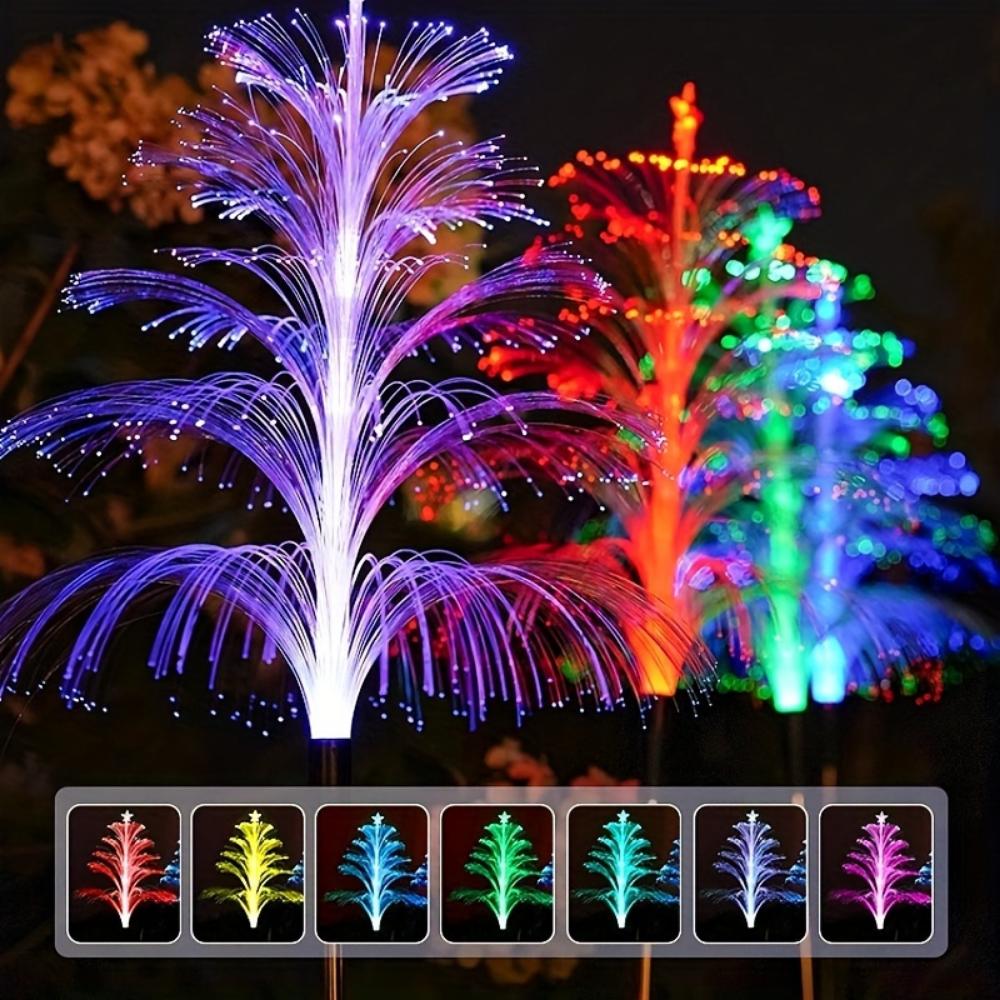 2PCS Solar Five-layer Jellyfish Star Light, Christmas Tree Light, Outdoor Waterproof Garden Lawn Floor Flower Light, Party Decoration Light