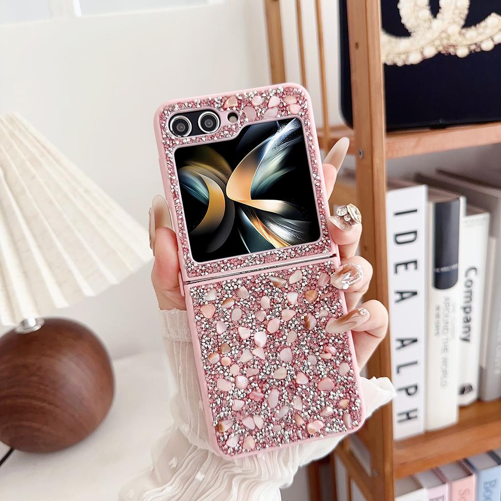 Sparkling Diamond Brilliant TPU Soft Edge Phone Case for Samsung Galaxy Z Flip 7 6 5 4 3 Flip7 Flip6 Skin Feel Protective Cover