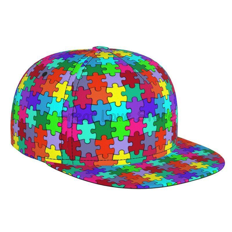 Autism Awareness Baseball Cap Funny Flat Brimmed Hat 3D Printed Snapback Flat Bill Hip Hop Hat for Men and Women