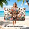 Highland Cow Theme Quick Dry Beach Towel Custom Name Text Print Large Sand Resistant Towel Beach Vacation