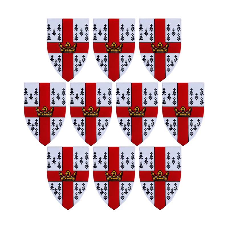 MOC Medieval Military Castle Weapon Roman Knight Helmet Shield Accessories Building Blocks Green Dragon Lion Crusader Bricks Toy